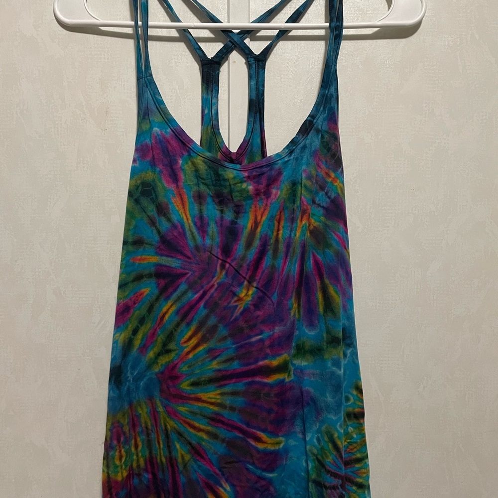 Boho Tie-Dye Racerback shirt and skirt- Teal & Purple